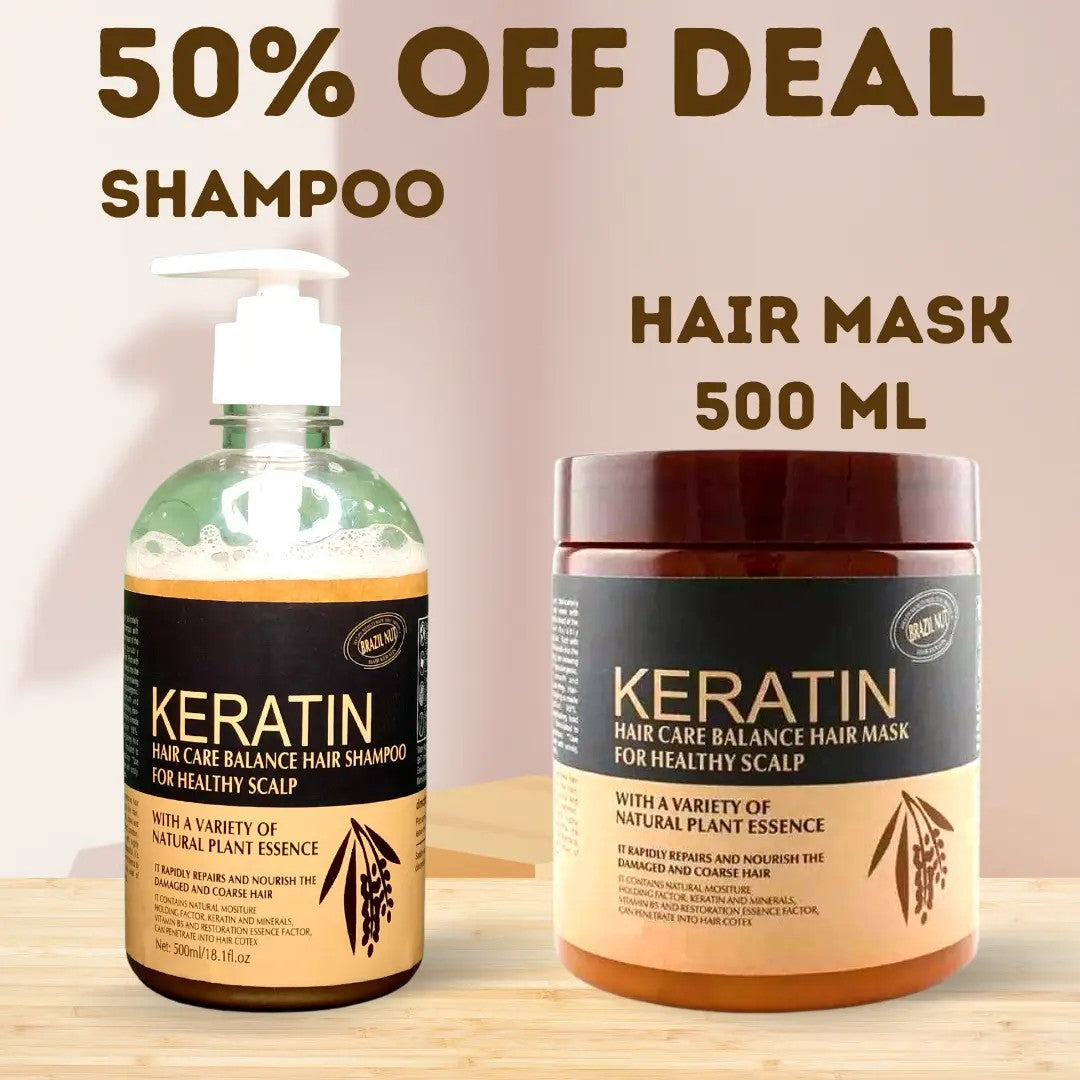 Keratin Hair Mask + Keratin Shampoo + SADOER Moisturizing mask Deal Of 3 Products